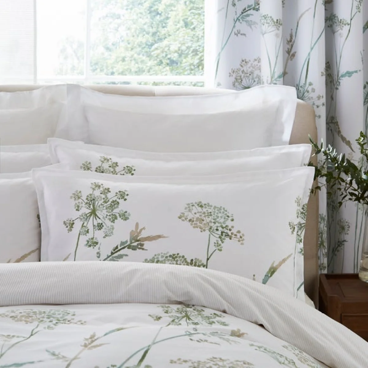 Dorma Purity Meadow Powder Green 100% Cotton Duvet Cover & Pillowcase Set Powder Green – image 2