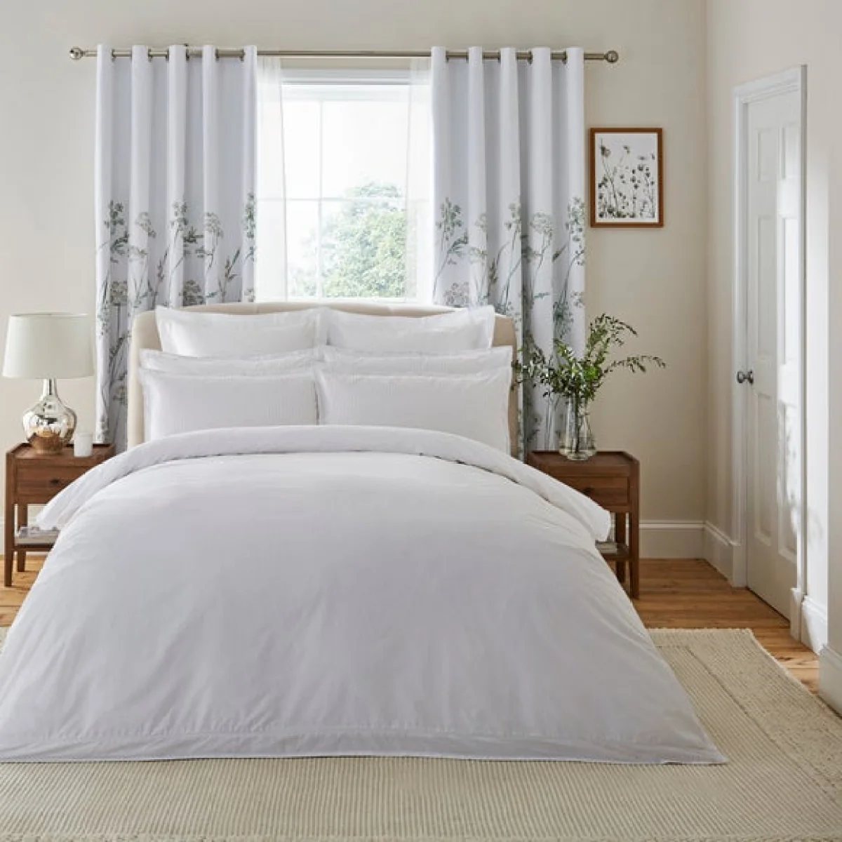 Dorma Purity Meadow Powder Green 100% Cotton Duvet Cover & Pillowcase Set Powder Green – image 3
