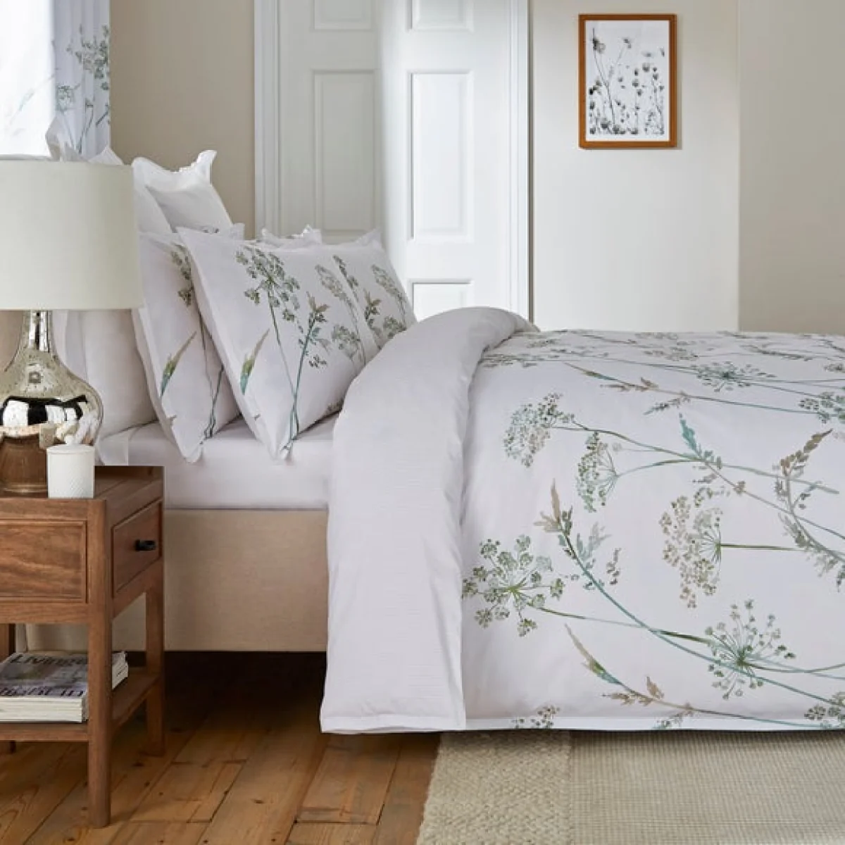 Dorma Purity Meadow Powder Green 100% Cotton Duvet Cover & Pillowcase Set Powder Green – image 4