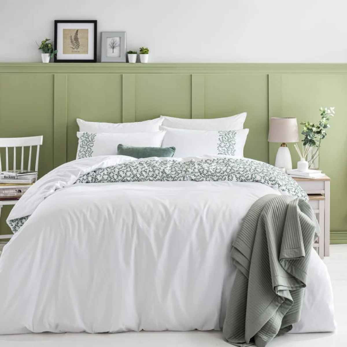Kersey Embroidery Green Duvet Cover & Pillowcase Set Green