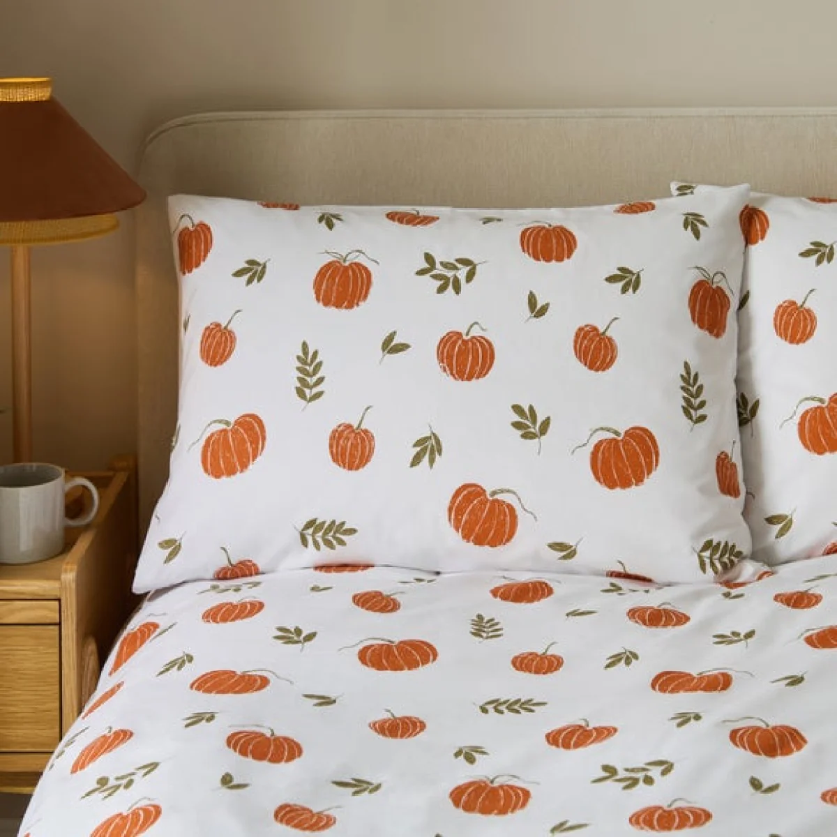 Pumpkin Polycotton Duvet Cover & Pillowcase Set – image 3