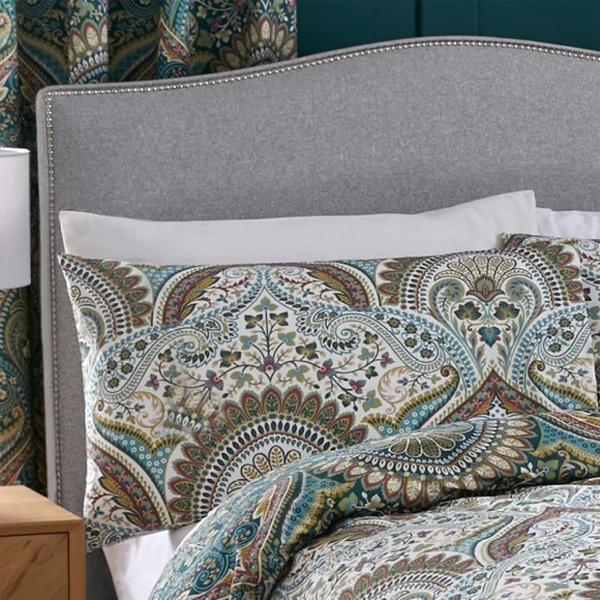 Palais Reversible Teal Duvet Cover and Pillowcase Set Teal (Green) – image 6