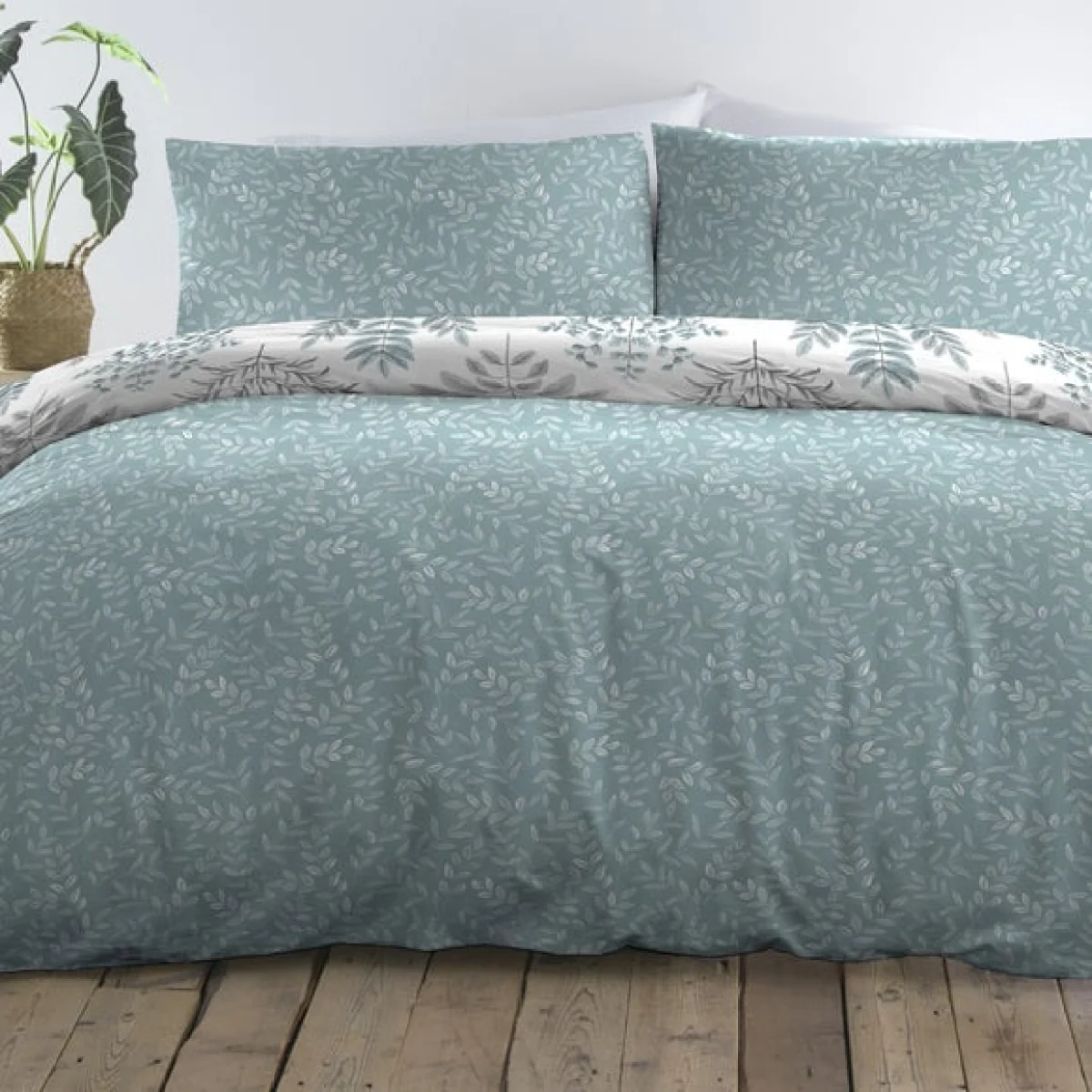 Emily Easy Care Duck Egg Duvet Cover and Pillowcase Set Duck Egg (Blue) – image 4