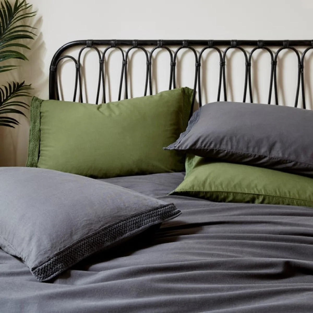 Ludlow Washed Cotton Duvet Cover and Pillowcase Set Olive (Green) – image 6