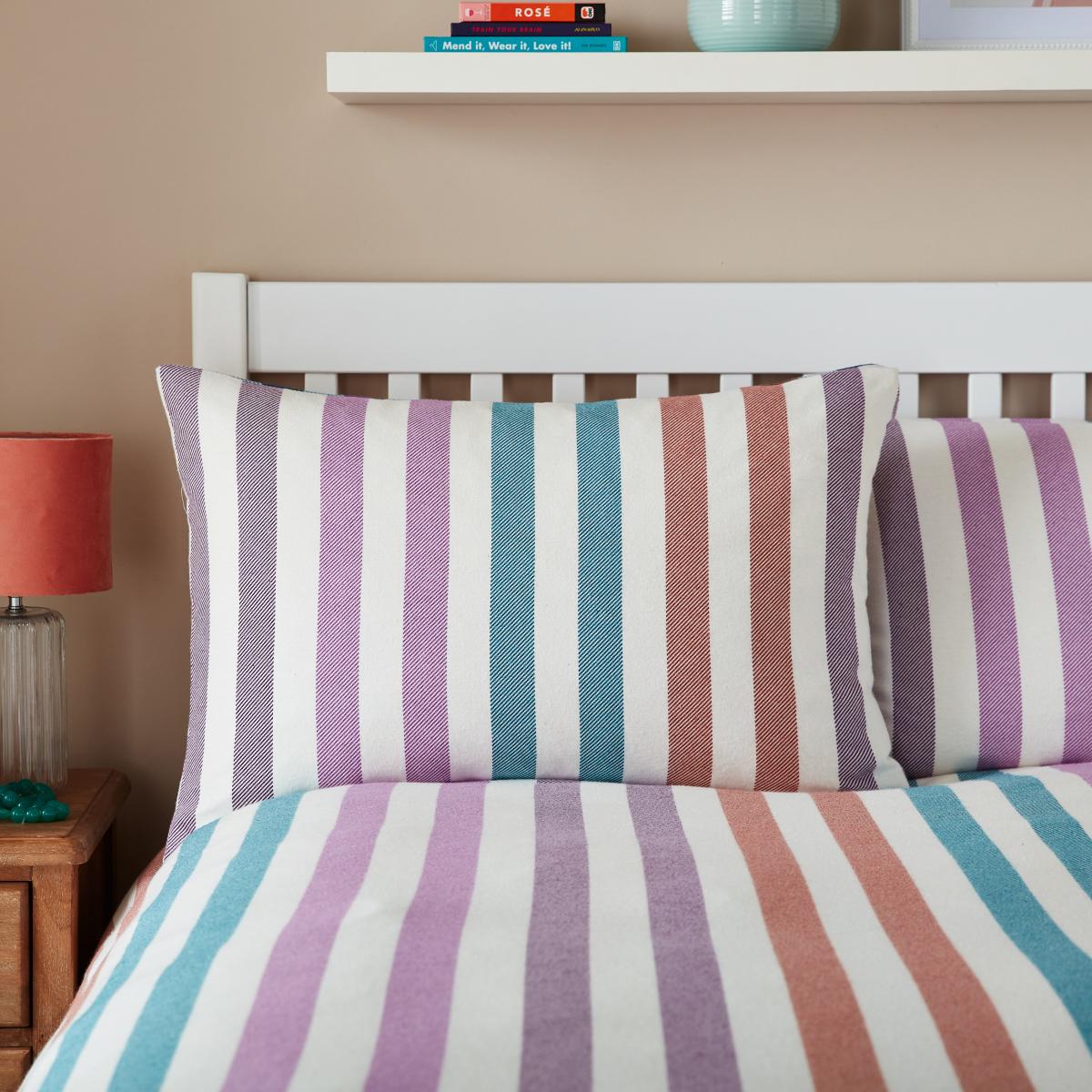 Autumn Brushed Check Cotton Duvet Cover and Pillowcase Set MultiColoured – image 4