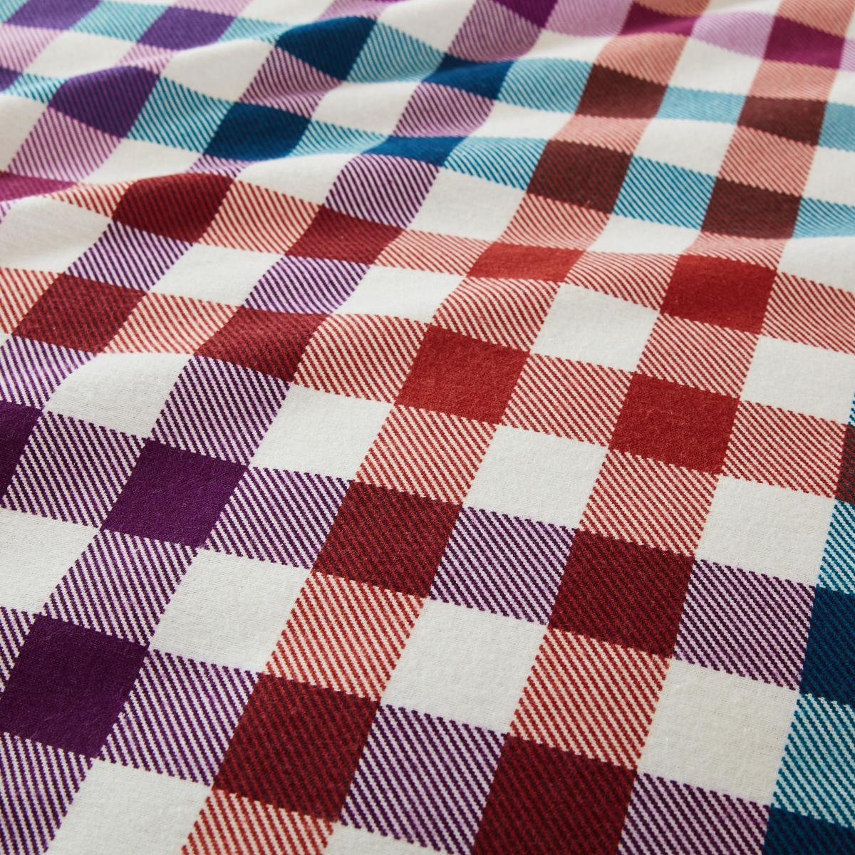 Autumn Brushed Check Cotton Duvet Cover and Pillowcase Set MultiColoured – image 5
