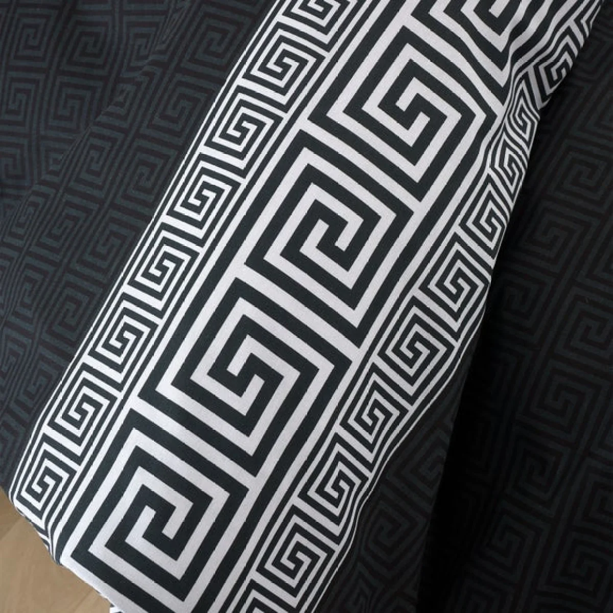 Catherine Lansfield Artemis Greek Key Black Duvet Cover and Pillowcase Set Black – image 4