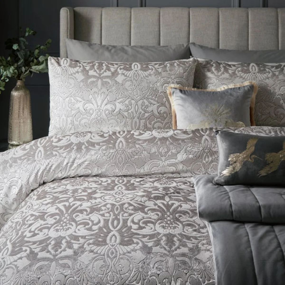 Firenza Duvet Cover and Pillowcase Set Silver Silver – image 2