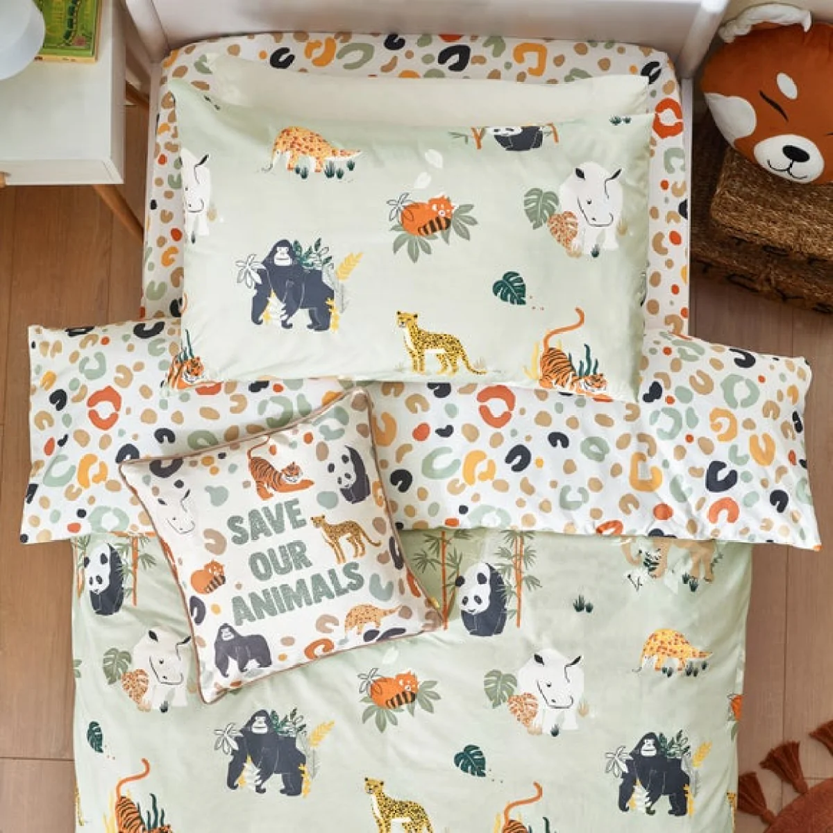 Wildlife Duvet Cover & Pillowcase Set Green – image 4