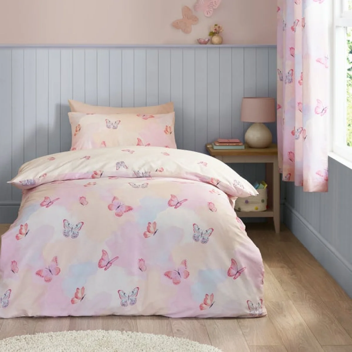 Catherine Lansfield Ombre Butterflies Duvet Cover & Pillowcase Set – image 1
