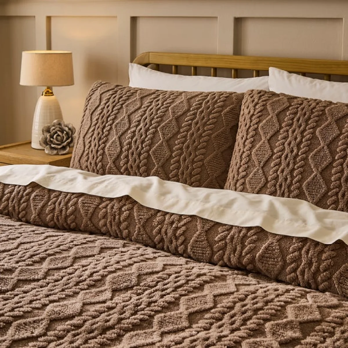 Cable Fleece Duvet Cover and Pillowcase Set – image 2