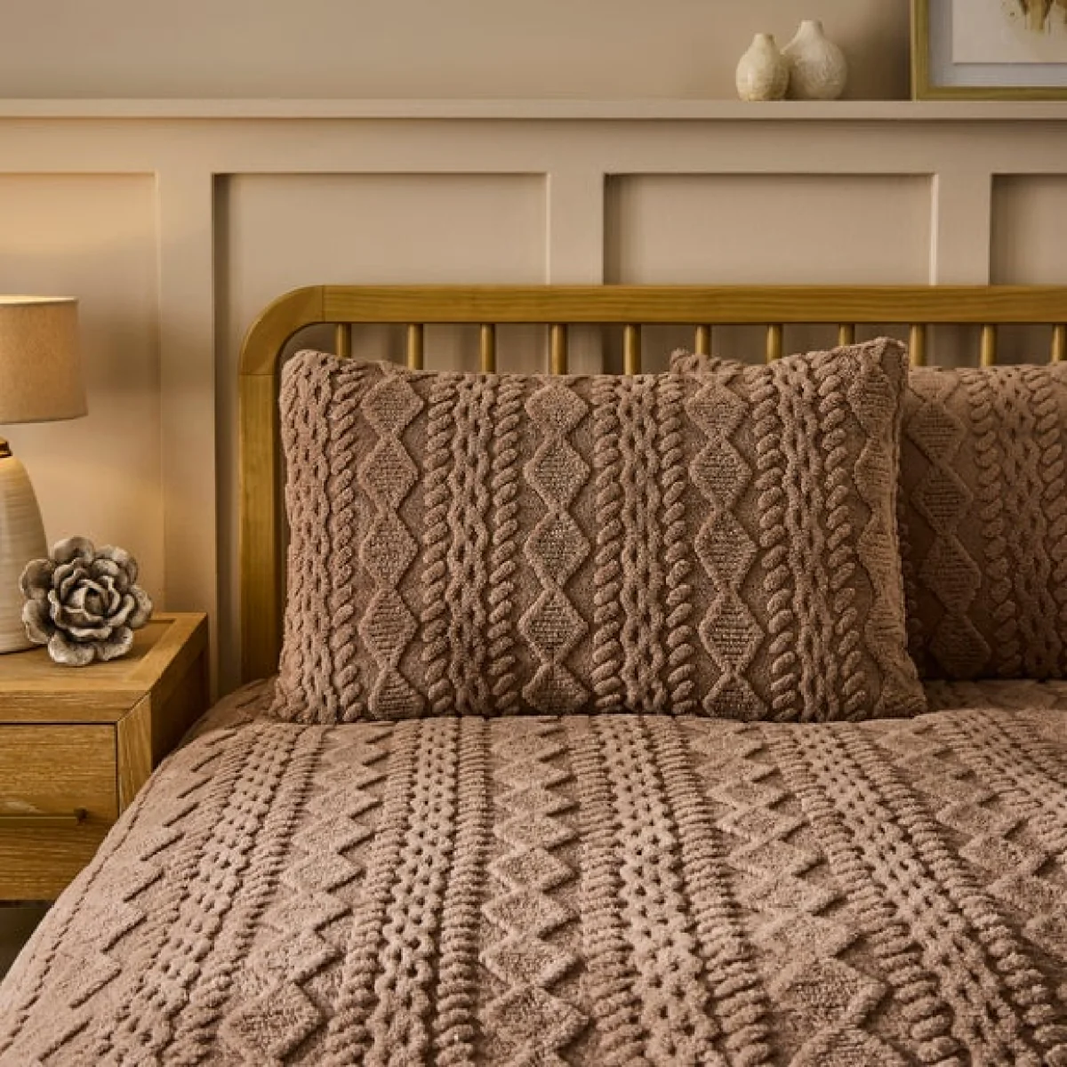Cable Fleece Duvet Cover and Pillowcase Set – image 3