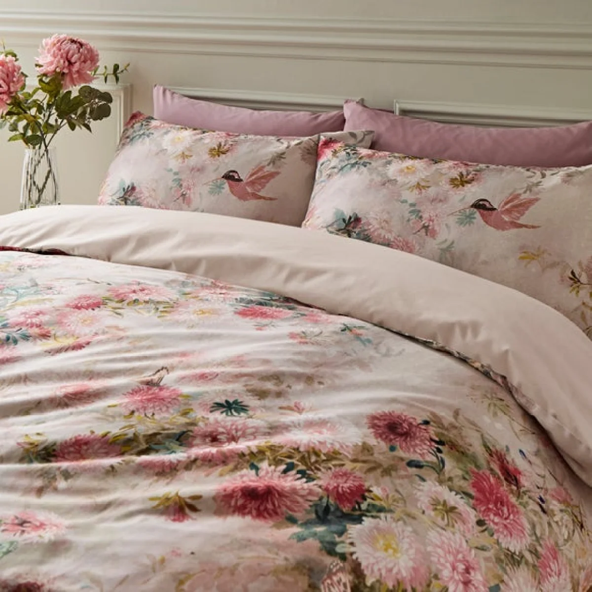Aldridge Dramatic Floral Duvet Cover Set Pink – image 2