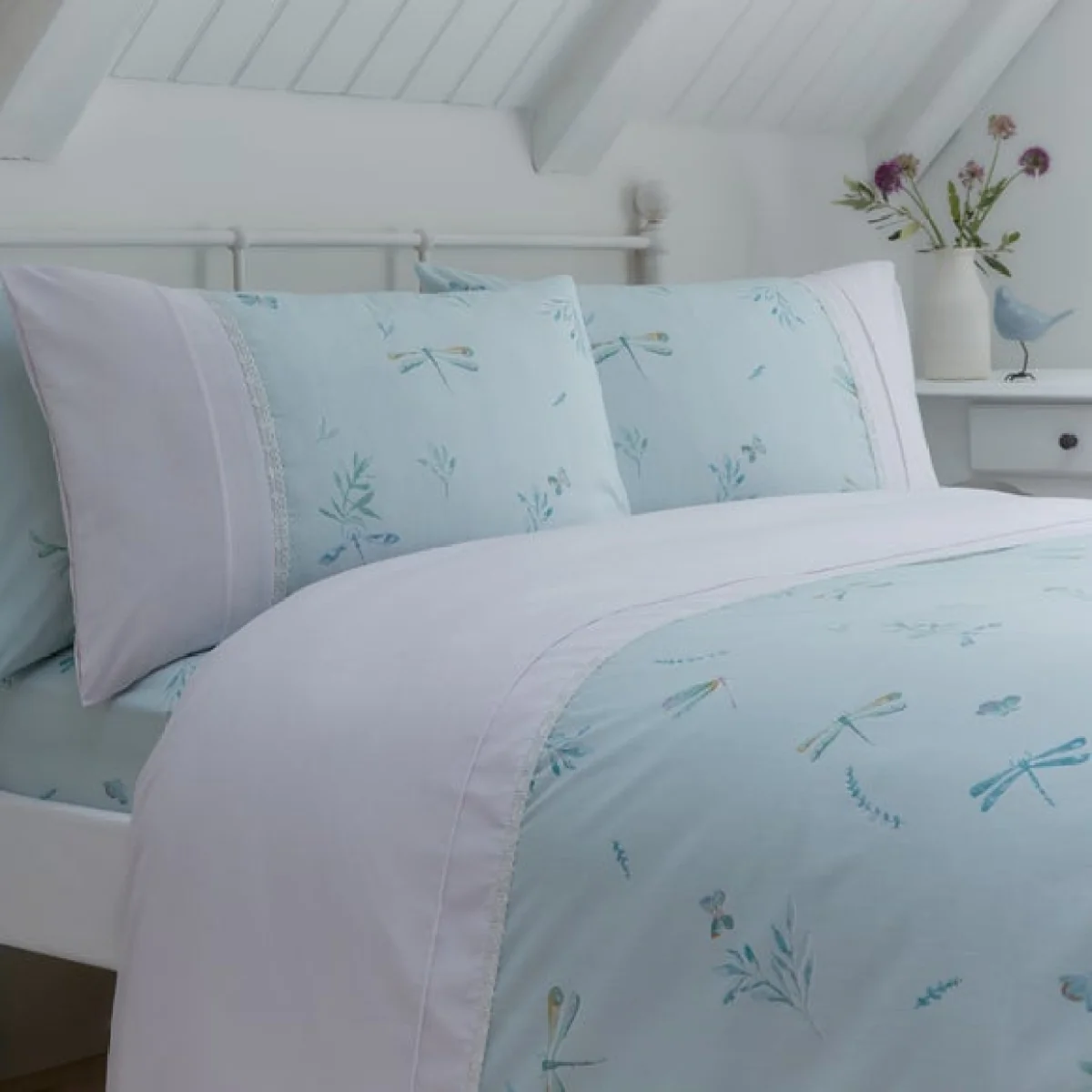 Dreams and Drapes Decorative Fifi Duvet Cover and Pillowcase Set Blue – image 2