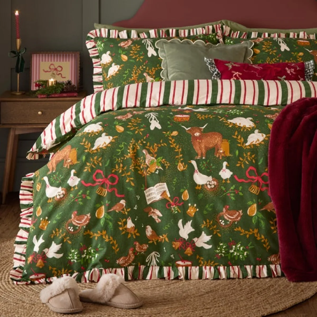 Furn. Twelve Days Frill Polycotton Duvet Cover & Pillowcase Set – image 4