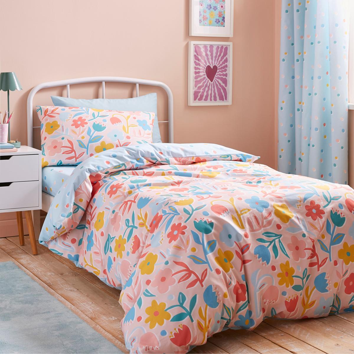 Bold Floral 100% Cotton Reversible Duvet Cover and Pillowcase Set – image 2
