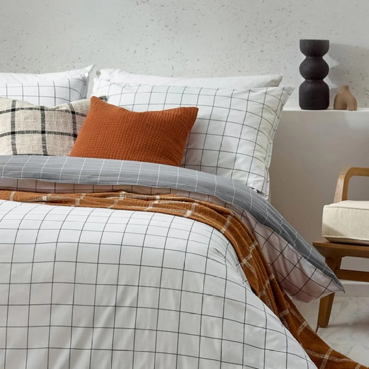Yard Howarth Check Moss Duvet Cover and Pillowcase Set Light Moss – image 3
