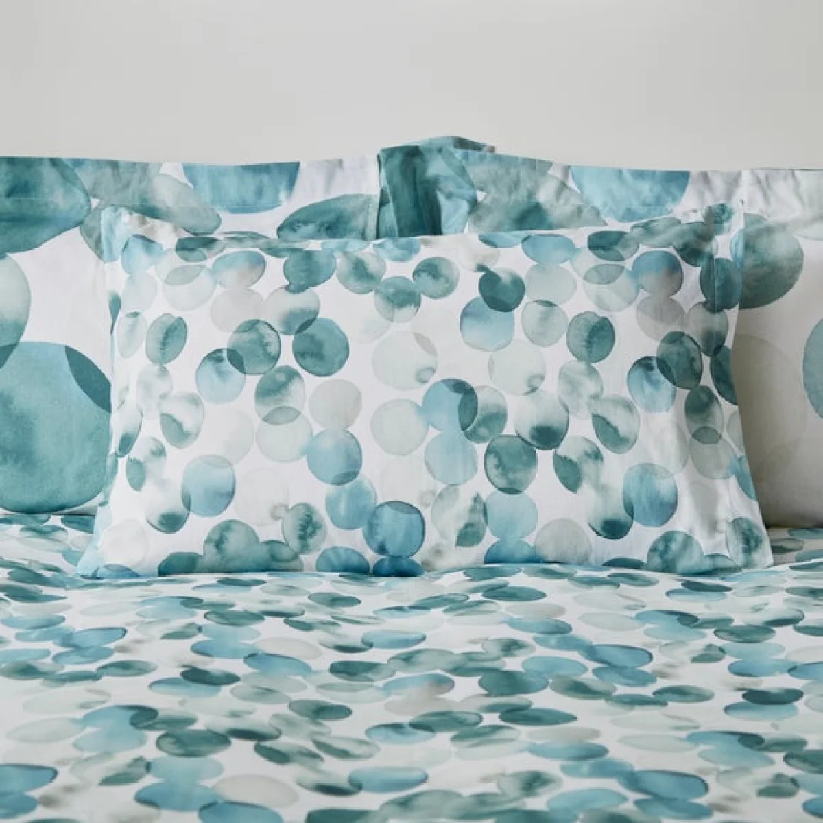 Watercolour Circles Teal Duvet Cover and Pillowcase Set Green/White – image 4