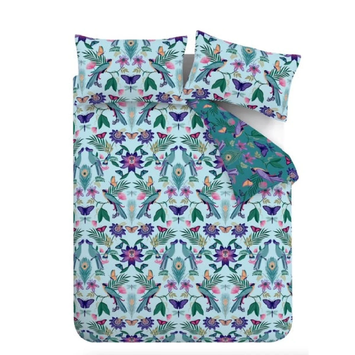 Catherine Lansfield Mya Tropical Floral Duck Egg Blue Duvet Cover and Pillowcase Set Duck Egg (Blue) – image 5