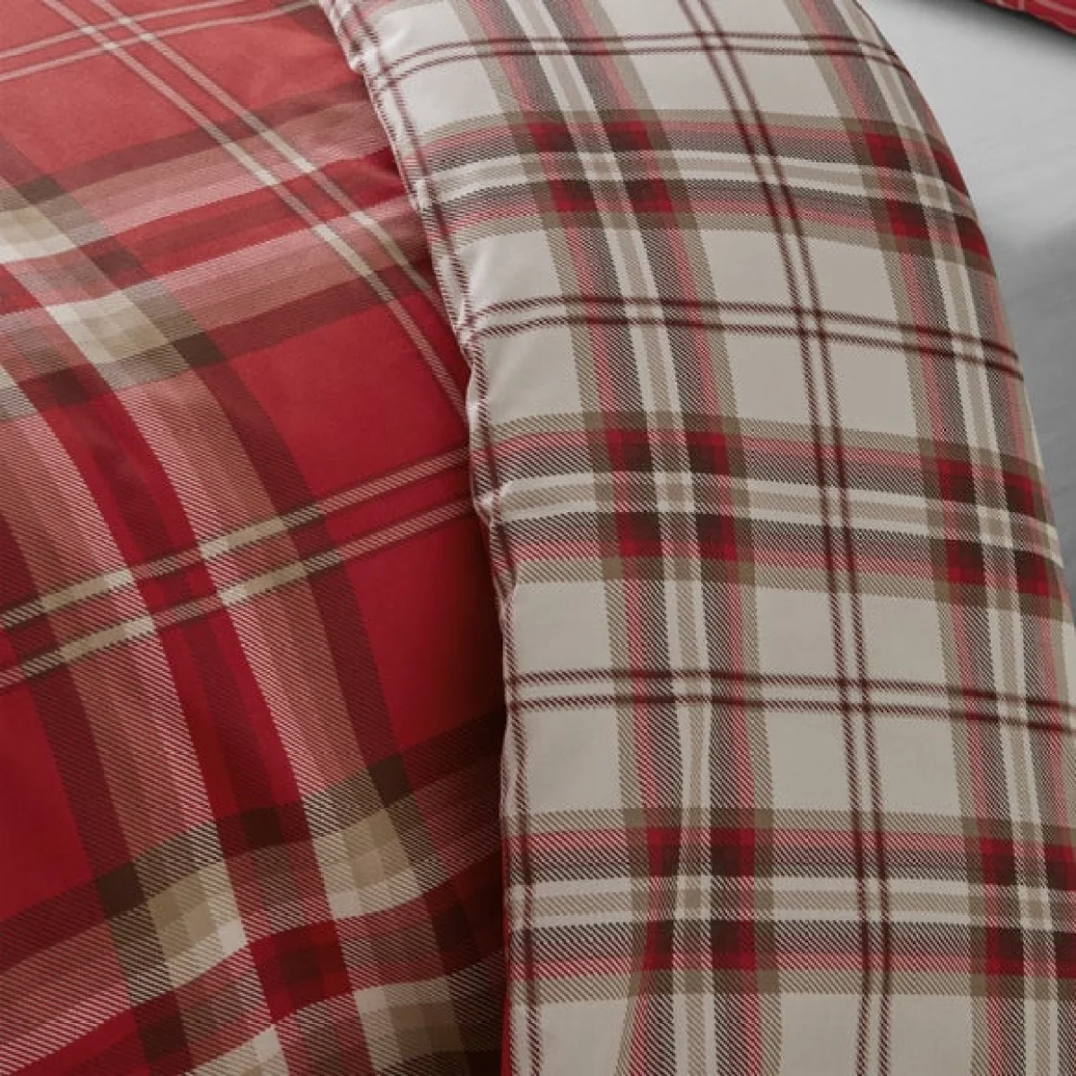 Kelso Check Duvet Cover & Pillowcase Set Red – image 5