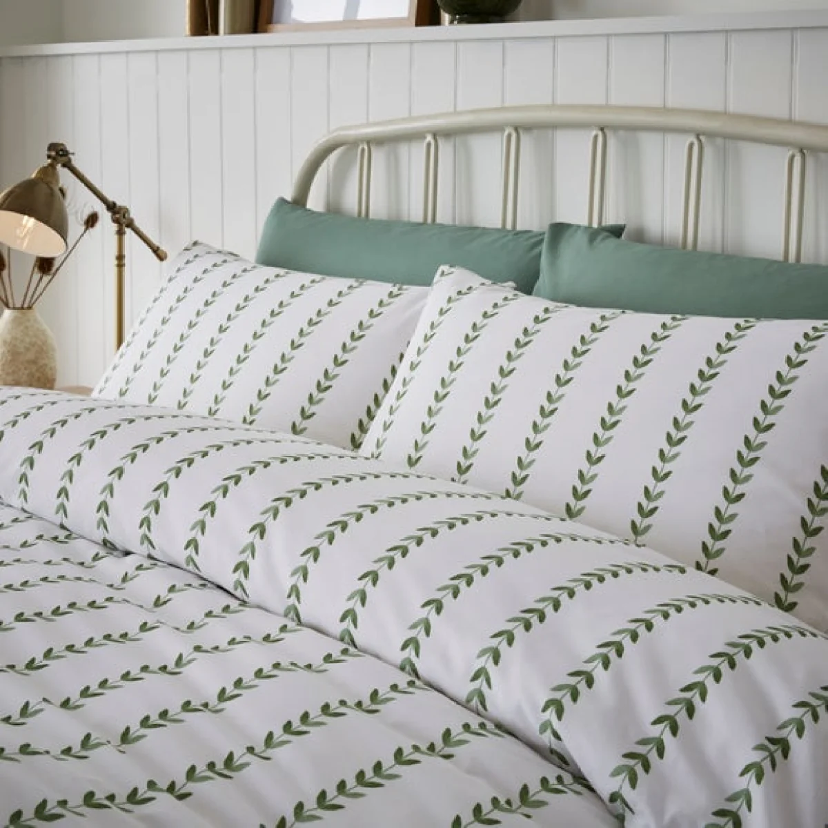 Trailing Leaf Stripe 100% Cotton Duvet Cover & Pillowcase Set – image 4