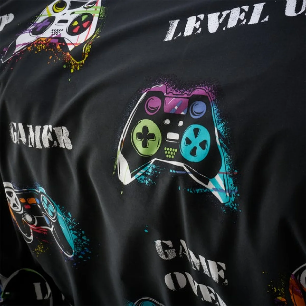 Catherine Lansfield Game Over Duvet Cover and Pillowcase Set Black – image 1