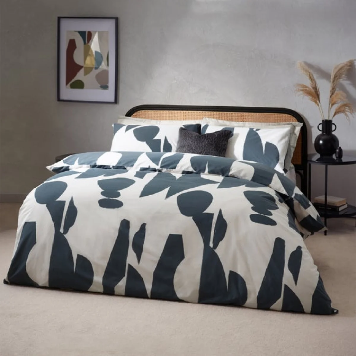 HÖEM Meta Cotton Rich Duvet Cover & Pillowcase Set, Dusk Dark Grey/White – image 4