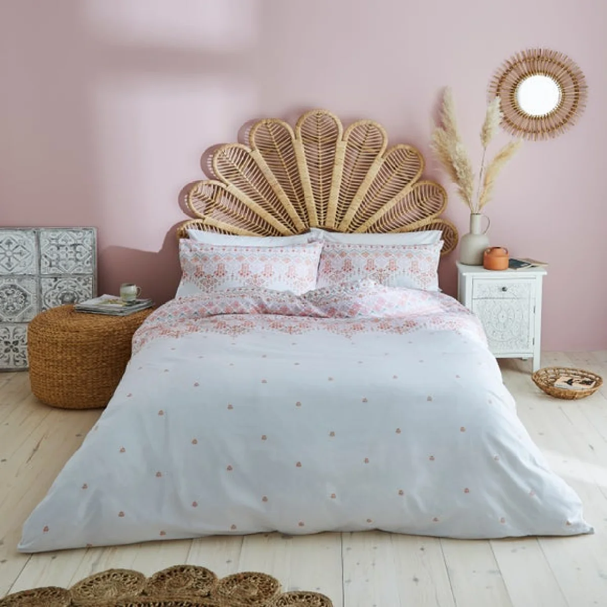 Maeva Tile Print Duvet Cover Set Orange – image 1