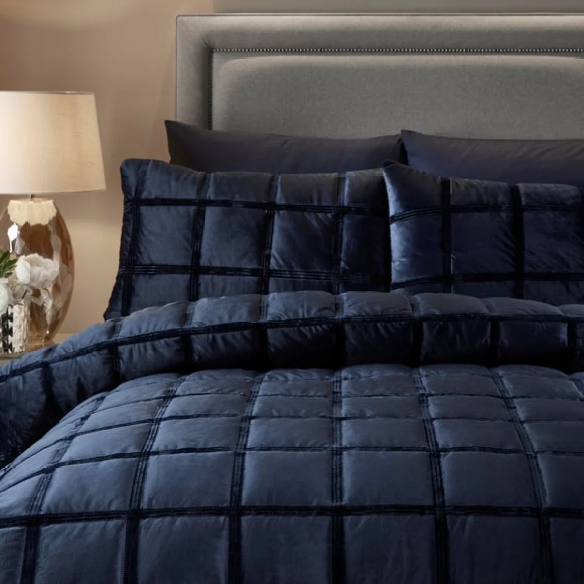 Brighton Square Duvet Cover and Pillowcase Set Navy Navy (Blue) – image 2