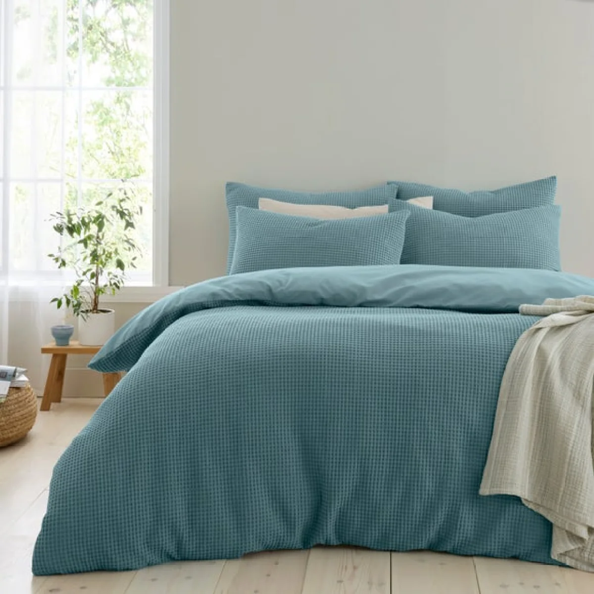 Ashton Waffle 100% Cotton Duvet Cover & Pillowcase Set – image 6