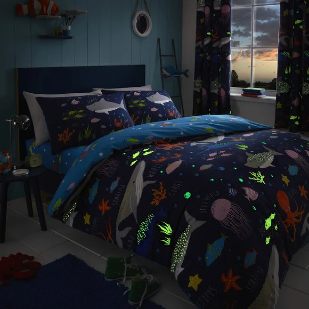Sea Life Duvet Cover and Pillowcase Set MultiColoured – image 2
