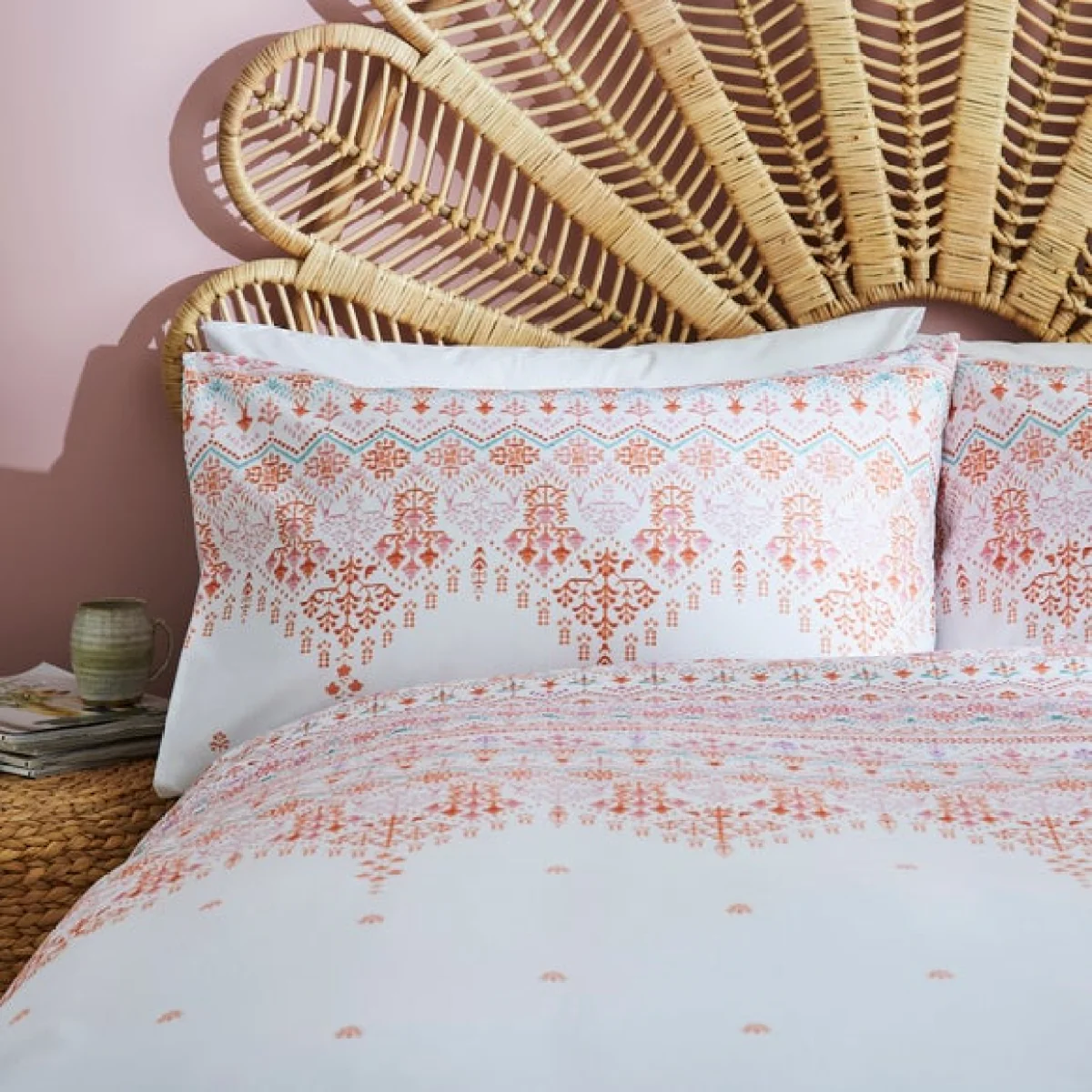 Maeva Tile Print Duvet Cover Set Orange – image 3