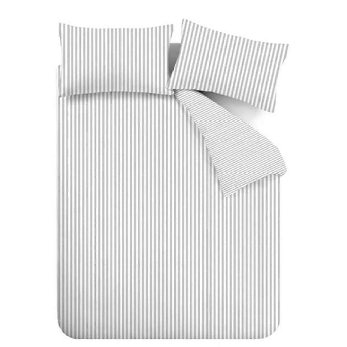Catherine Lansfield Reversible Stripe 100% Brushed Cotton Duvet Cover & Pillowcase Set Green – image 6
