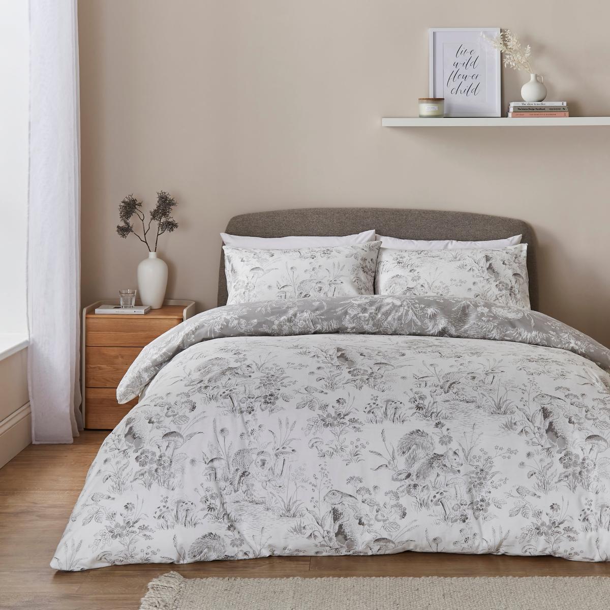 Woodland Friends Brushed Cotton Duvet Cover and Pillowcase Set Natural – image 3