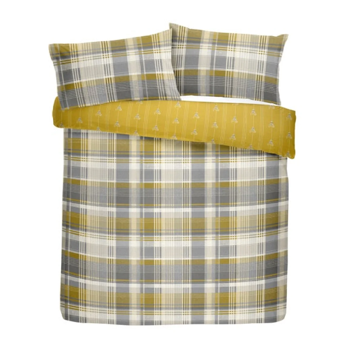 Dreams and Drapes Lodge Connolly Check Ochre Duvet Cover and Pillowcase Set Ochre – image 3