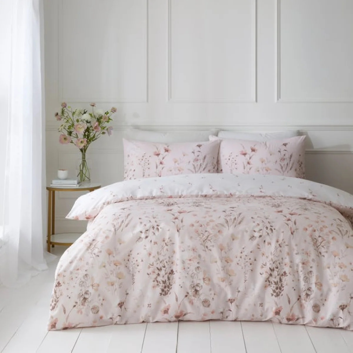 Watercoloured Floral Blush Duvet Cover & Pillowcase Set Blush (Pink) – image 1