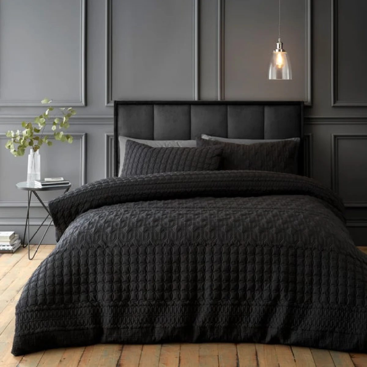 Billie Black Duvet Cover and Pillowcase Set Black – image 1