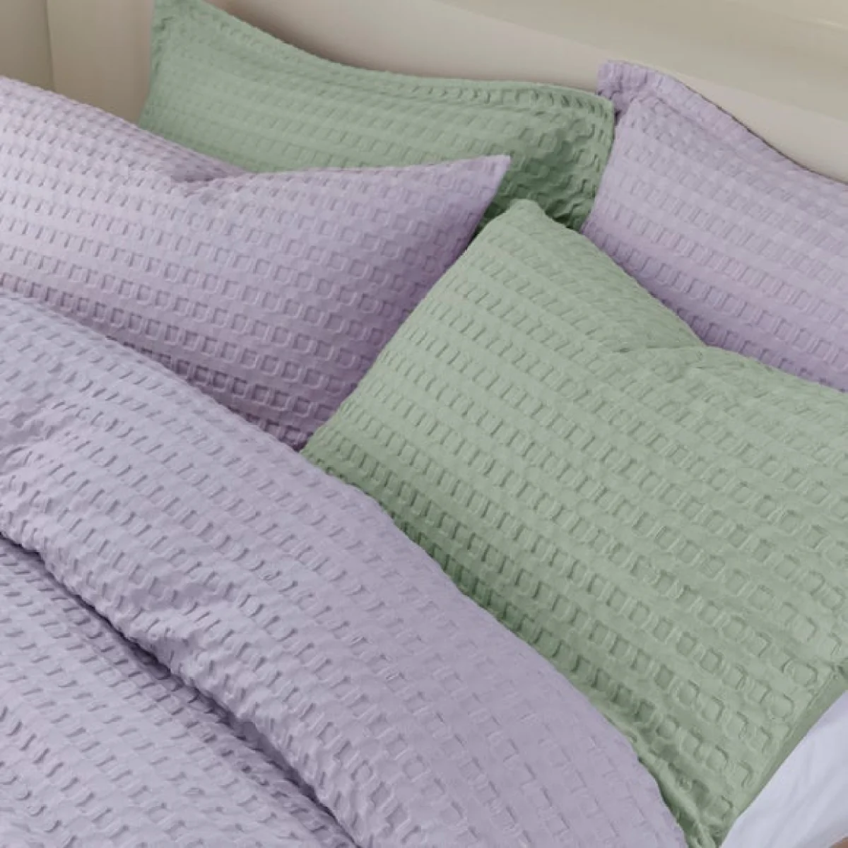 Emerson Waffle Duvet Cover and Pillowcase Set Lilac – image 5
