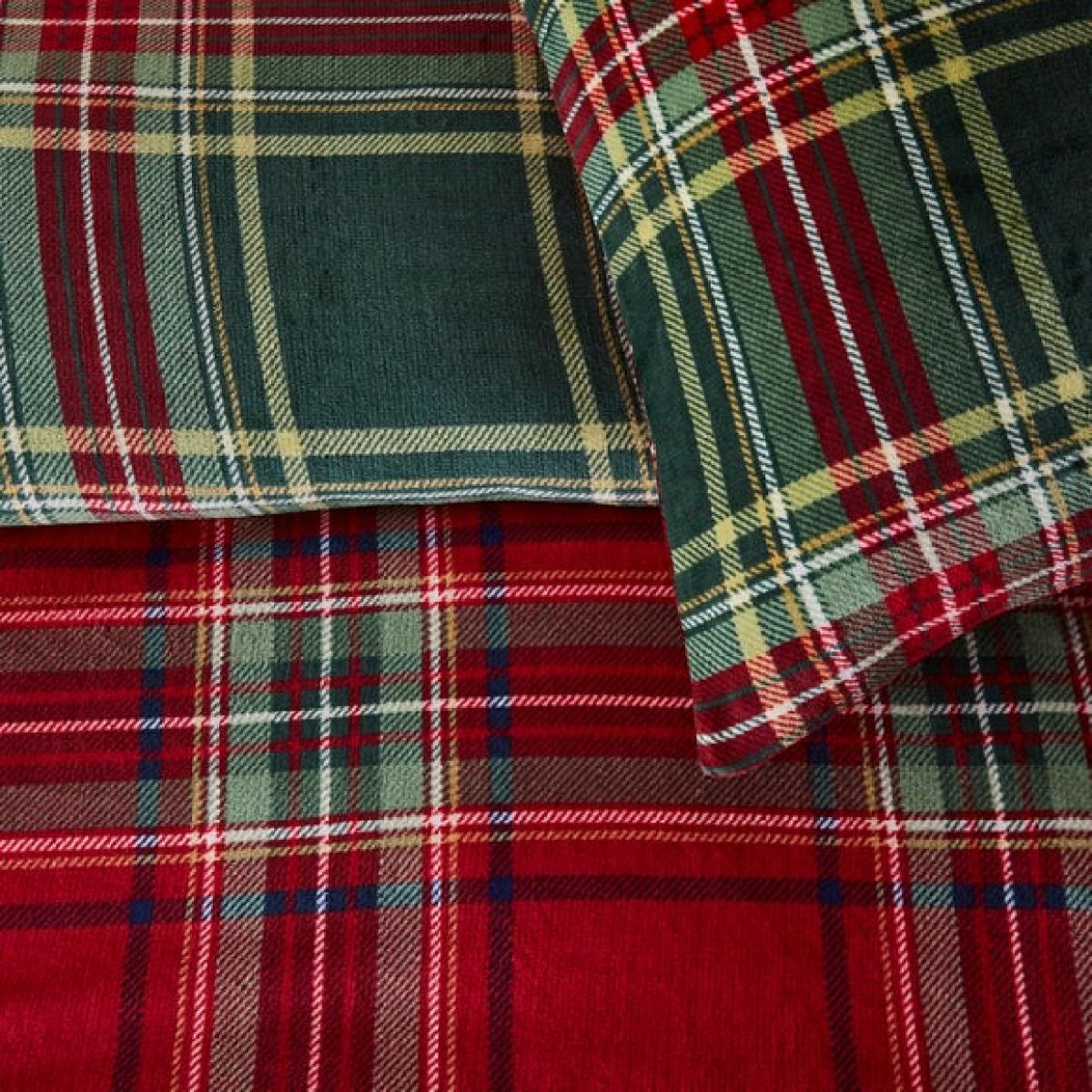 Check Printed Fleece Duvet Cover and Pillowcase Set – image 3