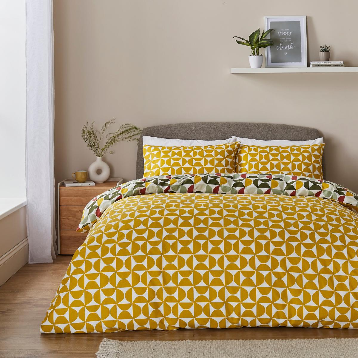 Modern Brushed Cotton Duvet Cover and Pillowcase Set MultiColoured – image 3