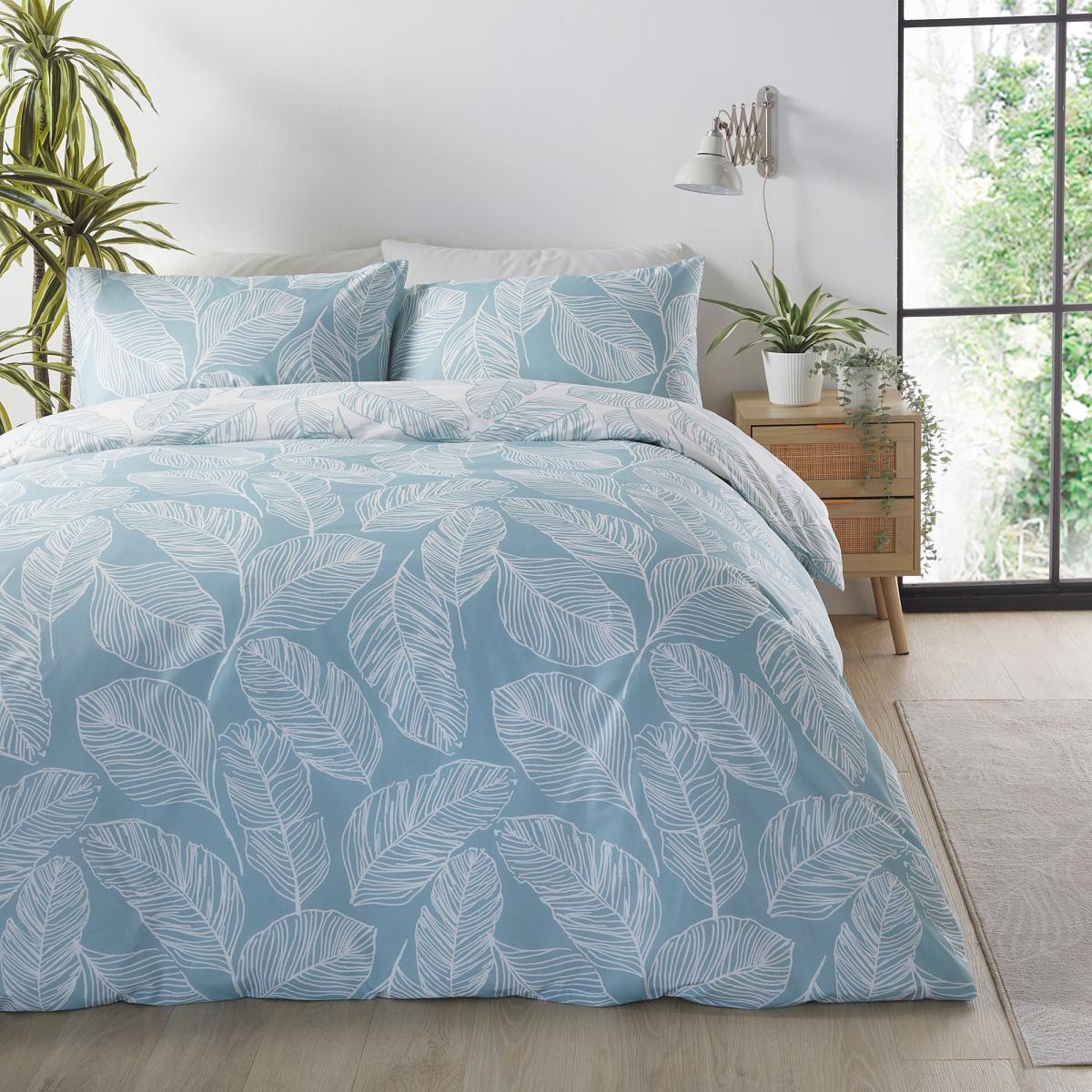 Fusion Matteo Reversible Duvet Cover and Pillowcase Set Duck Egg (Blue) – image 1