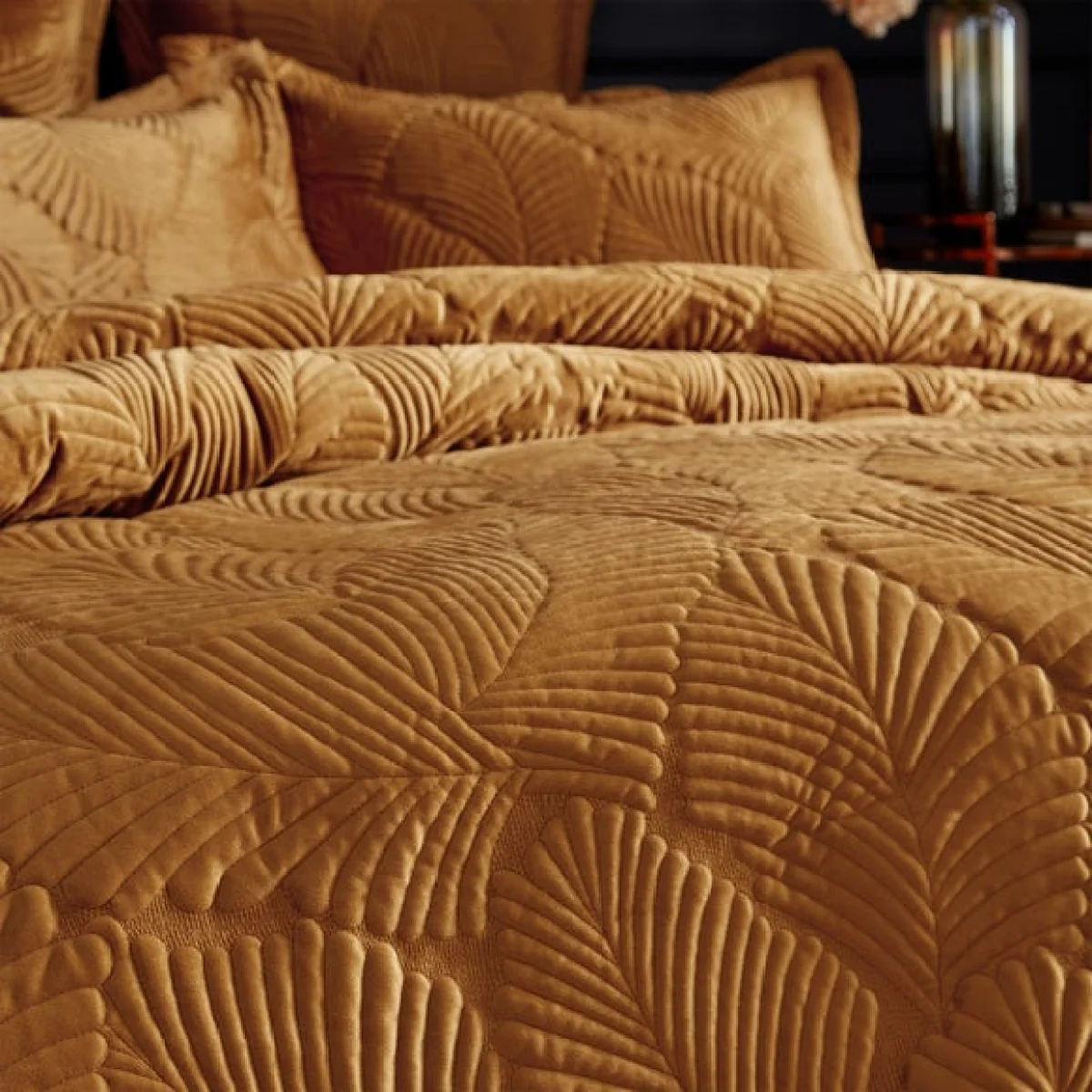 Paoletti Palmeria Rust Embroidered Reversible Duvet Cover and Pillowcase Set Rust – image 4