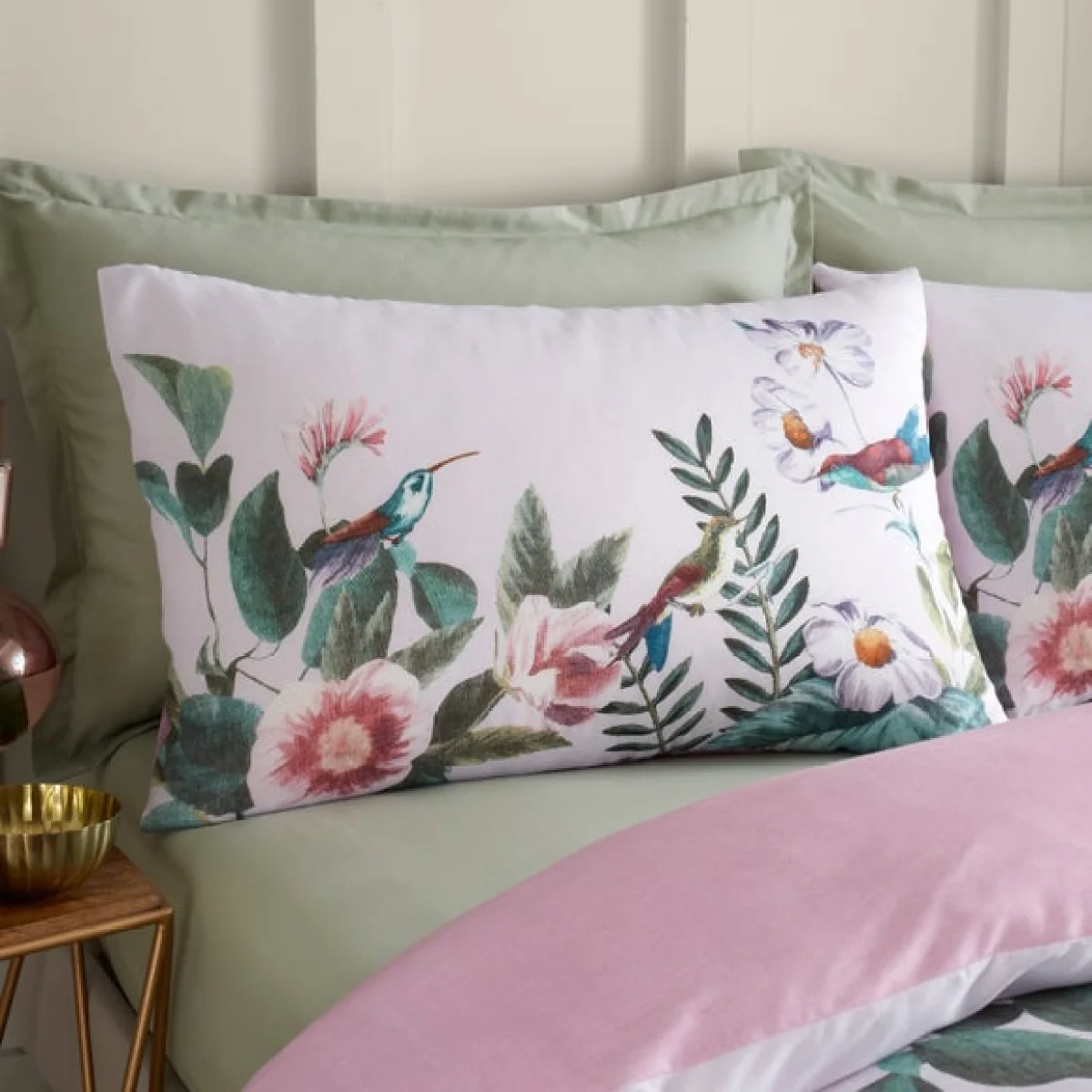 Peacock Gardenia Grey 100% Cotton Duvet Cover and Pillowcase Set Grey – image 3