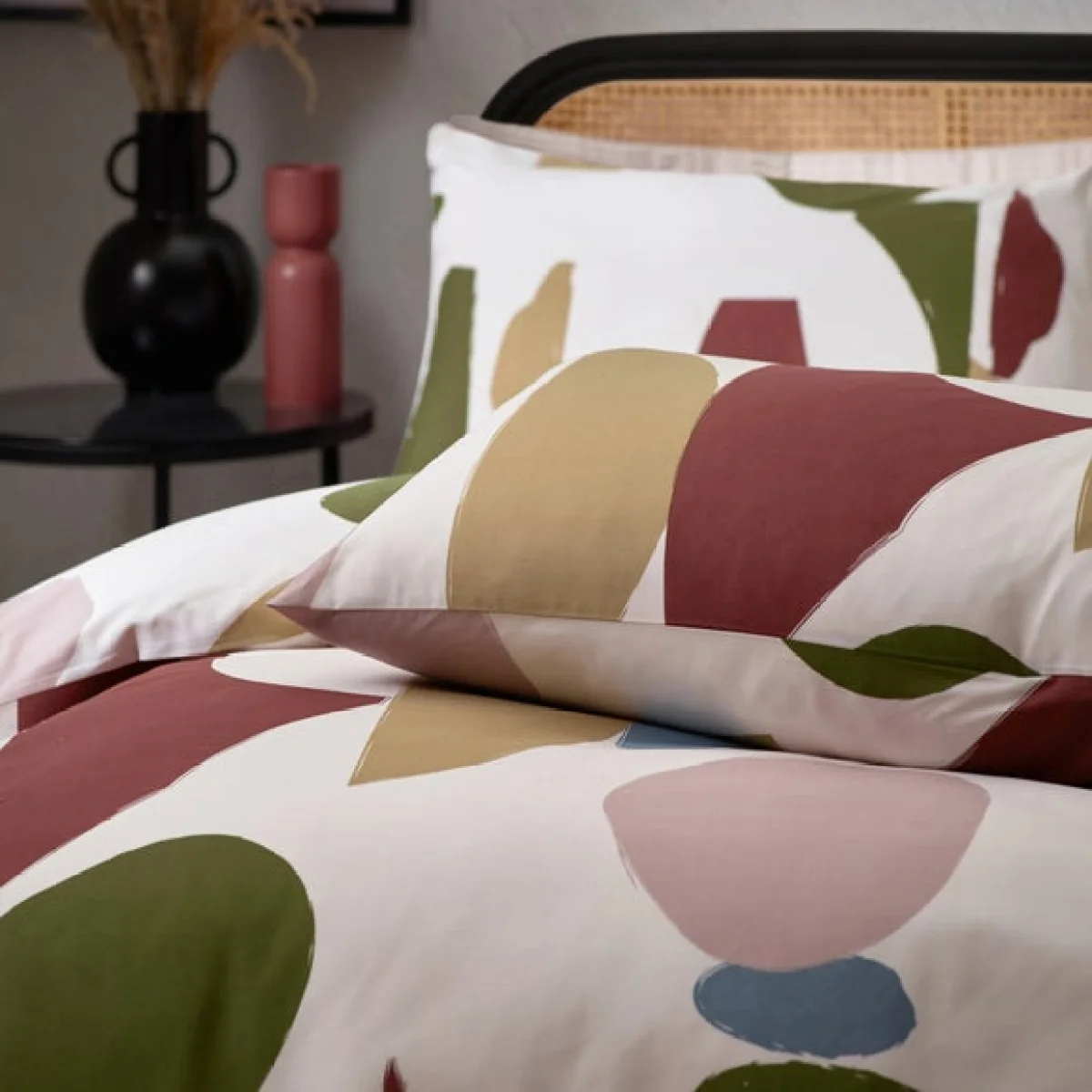 HÖEM Meta Cotton Rich Duvet Cover & Pillowcase Set, Brown/White/Green – image 2