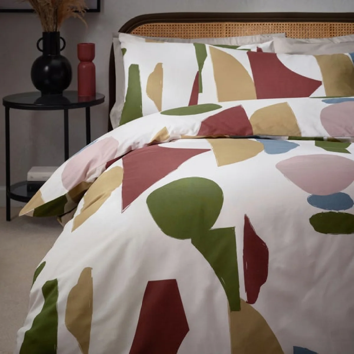 HÖEM Meta Cotton Rich Duvet Cover & Pillowcase Set, Brown/White/Green – image 3