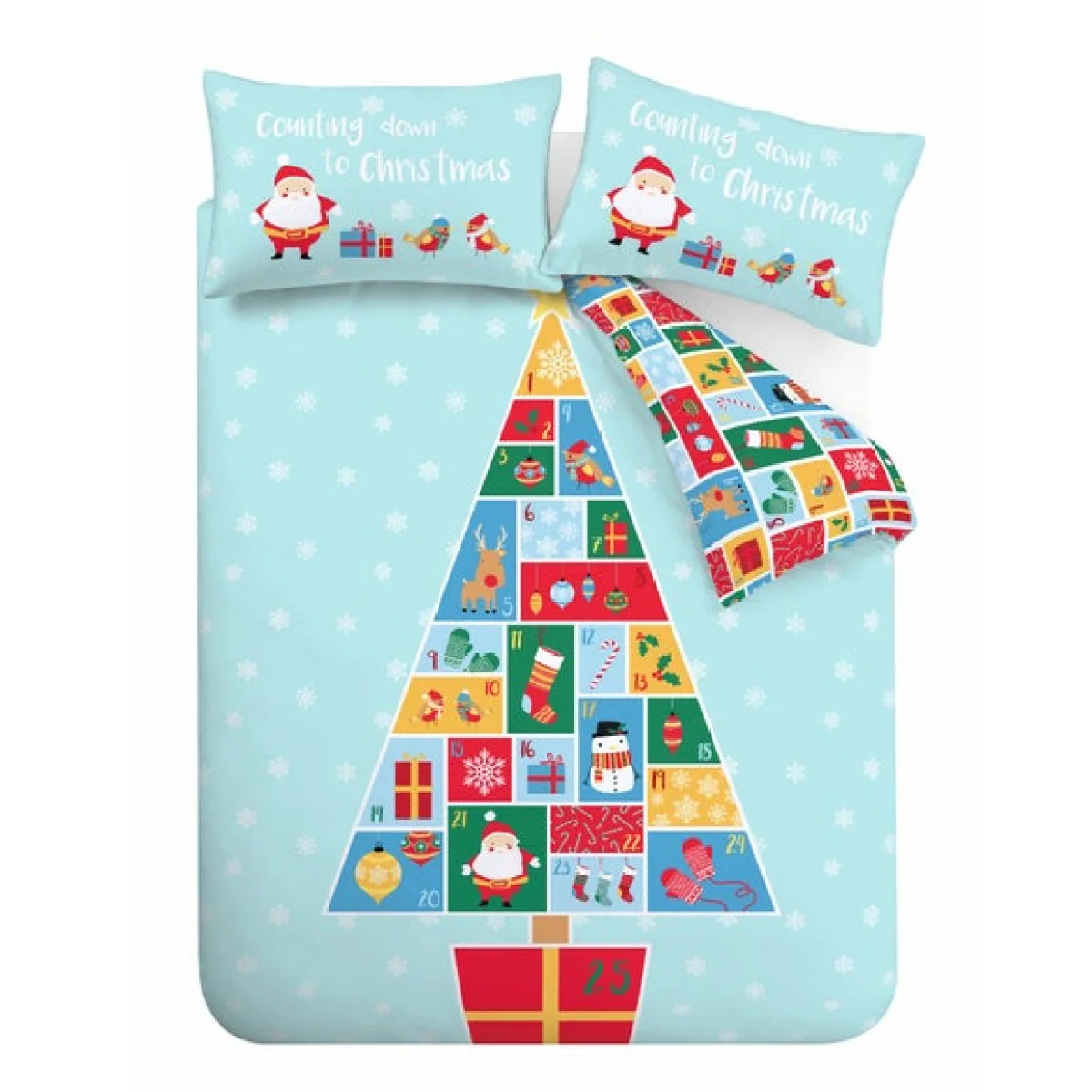 Catherine Lansfield Countdown To Christmas Duvet Cover and Pillowcase Set Light Blue – image 5
