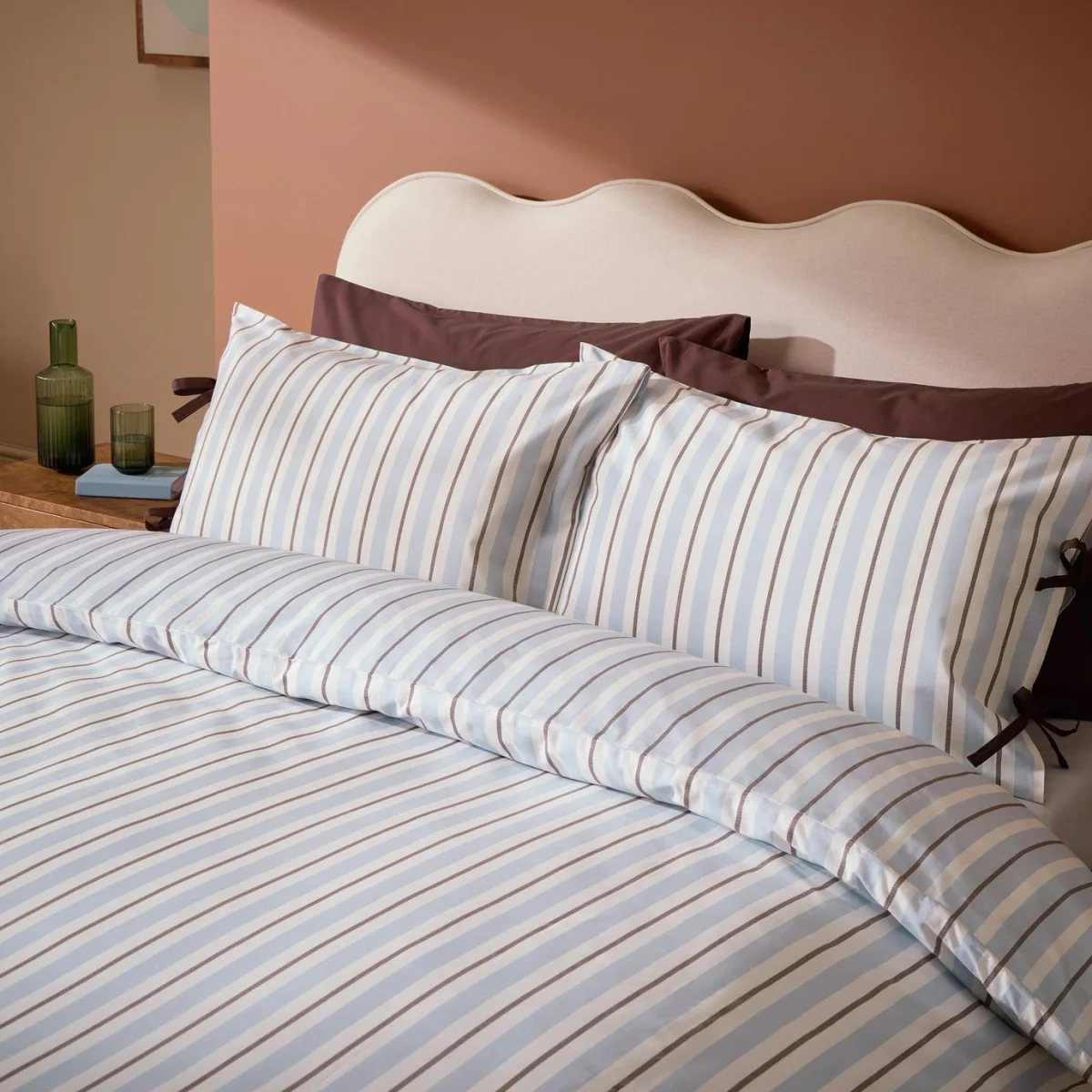 Habitat Cotton Stripe with Ties Blue Bedding Set - Superking – image 3