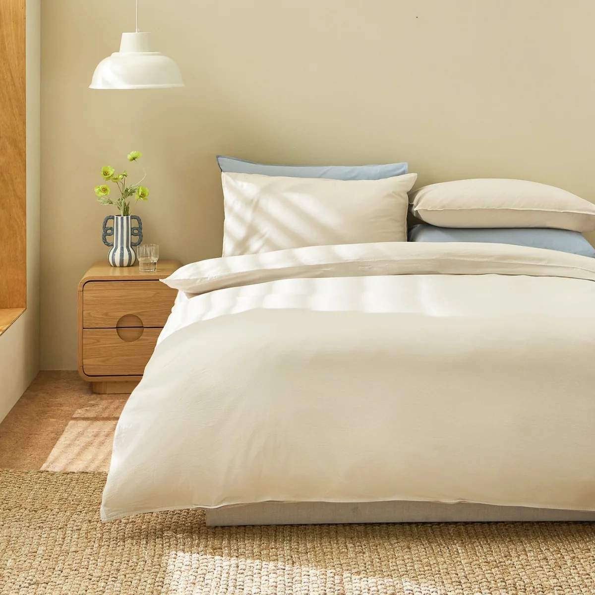 Habitat Washed Stone Cotton Plain Beige Bedding Set - Single – image 1
