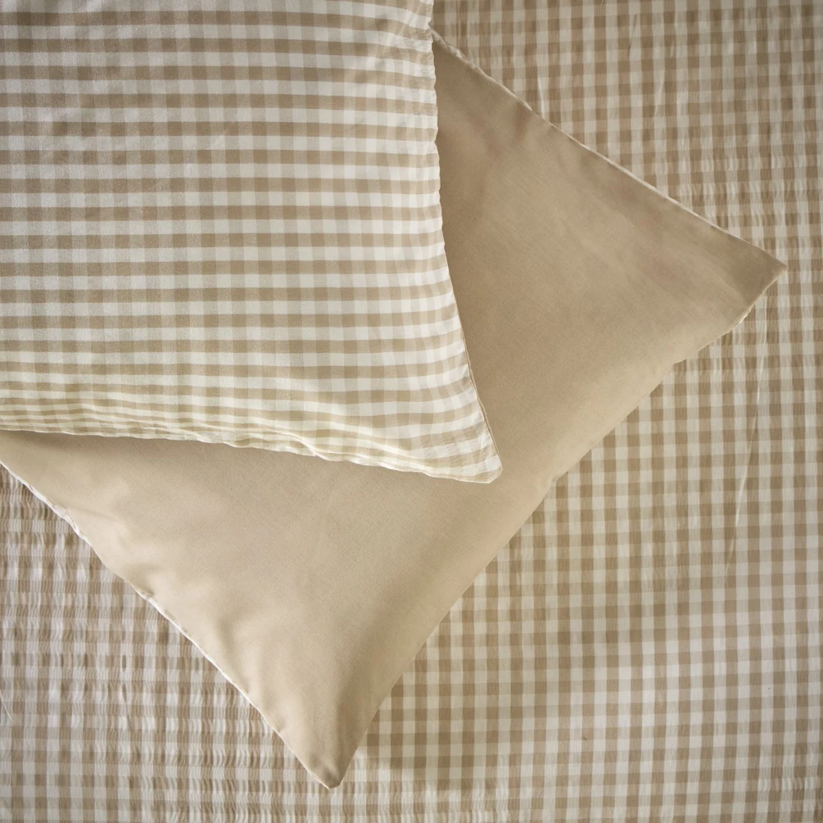 Habitat Gingham Seersucker Neutral Bedding Set - Superking – image 2