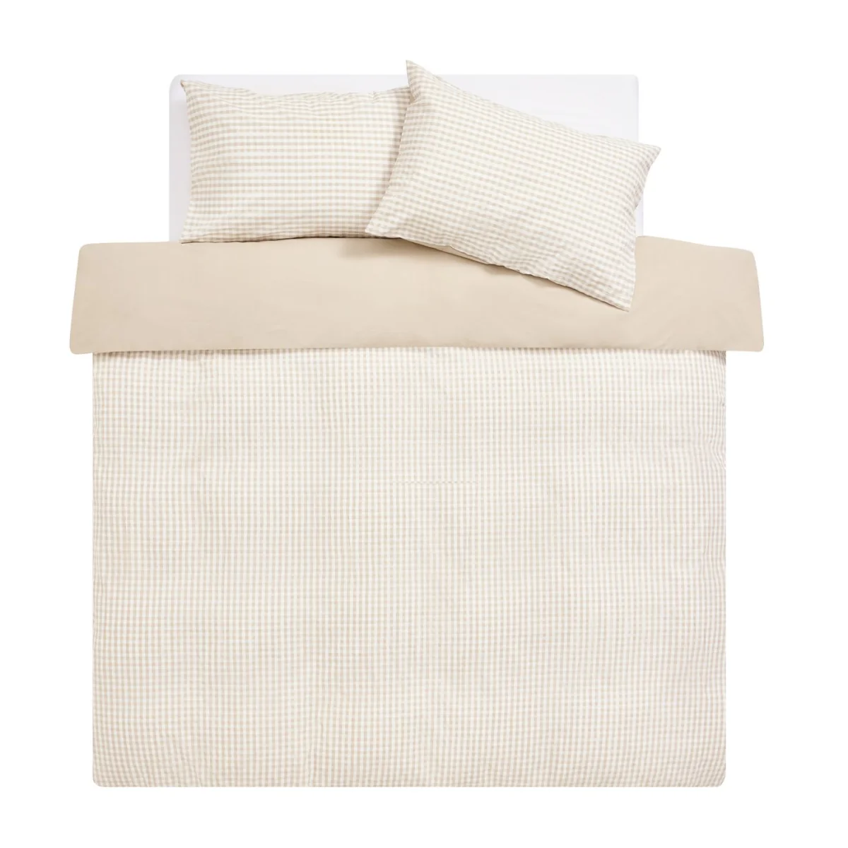Habitat Gingham Seersucker Neutral Bedding Set - Superking – image 3